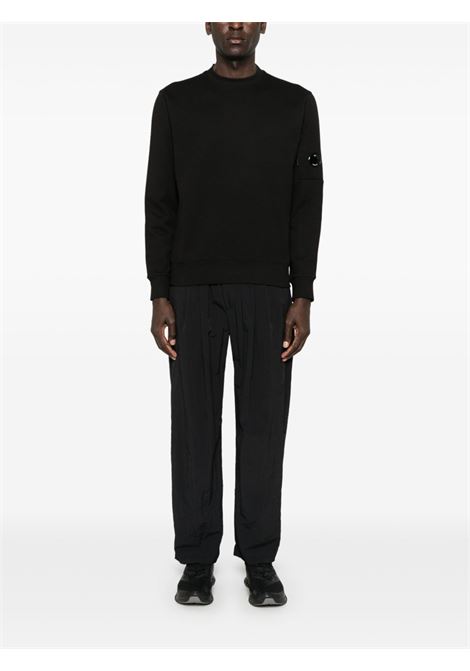 felpa diagonal raised fleece uomo nera C.P. COMPANY | 18CMSS023A-005086W999